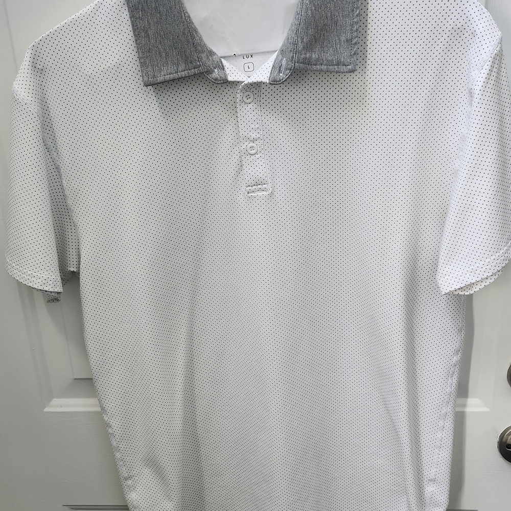 BYLT Basics White Polo with Gray Collar